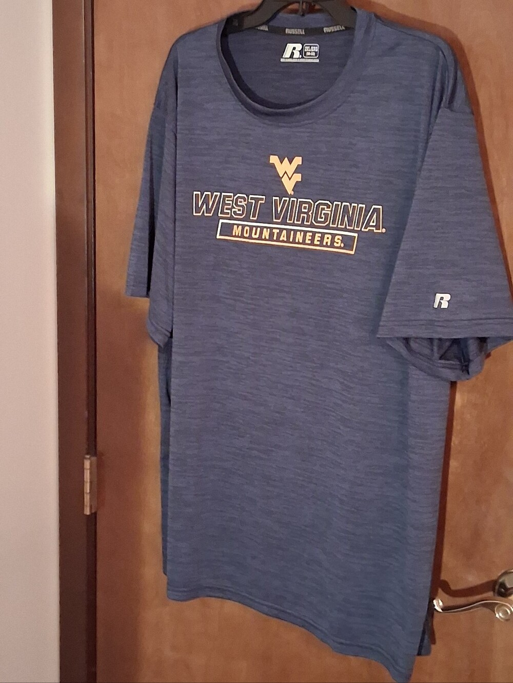 West Virginia Mountaineers Shirt Mens 2XL Russell Athletic WVU NCAA Blue